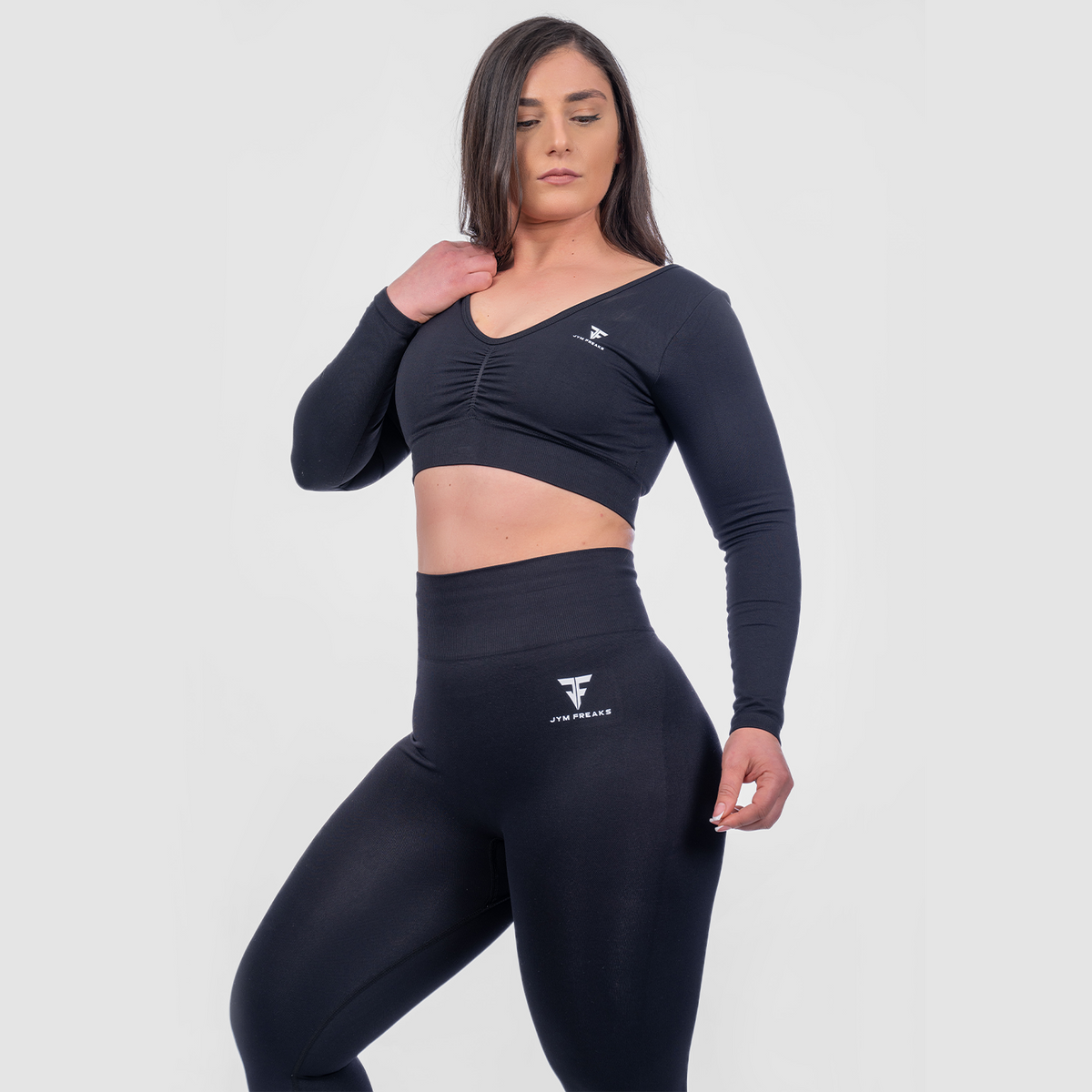 High Support Seamless Crop Top Raven Black