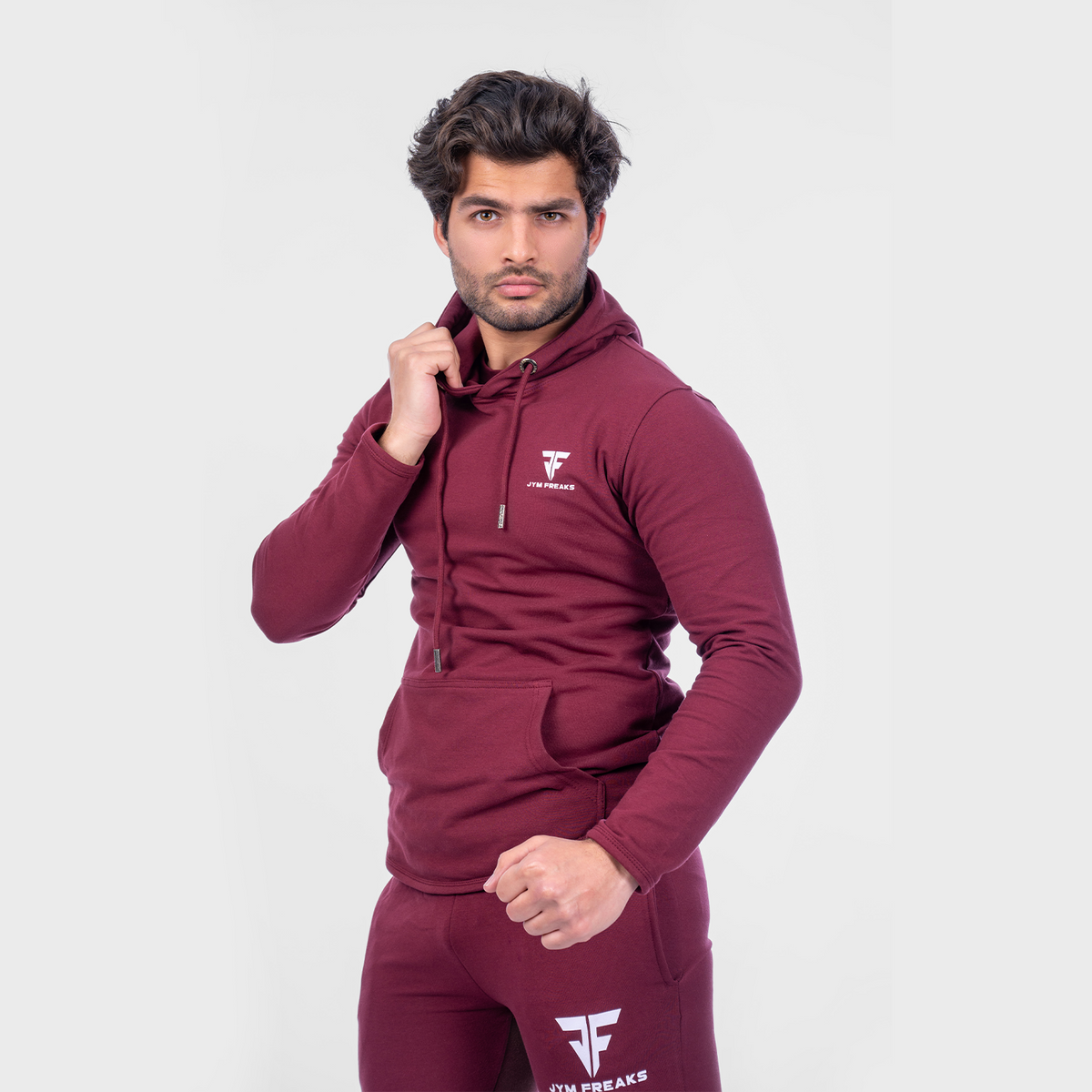 Muscle Fit Hooded Tracksuit Maroon