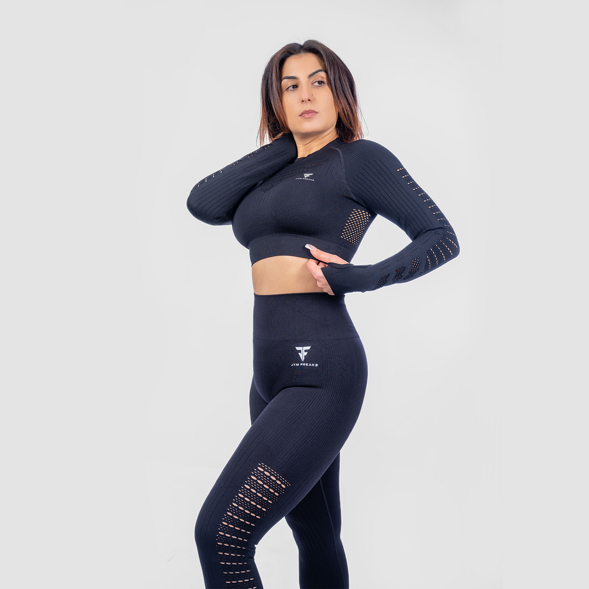 Power Packed Mesh Leggings &amp; Top Raven Black